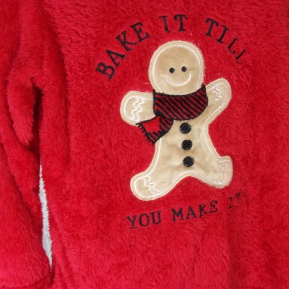 Secret Treasures TOP ONLY Christmas Gingerbread Fuzzy Sleep Top - Picture 2 of 2